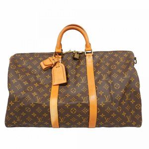 LOUIS VUITTON Brown Monogram Keepall Bandouliere 50 Boston Bag